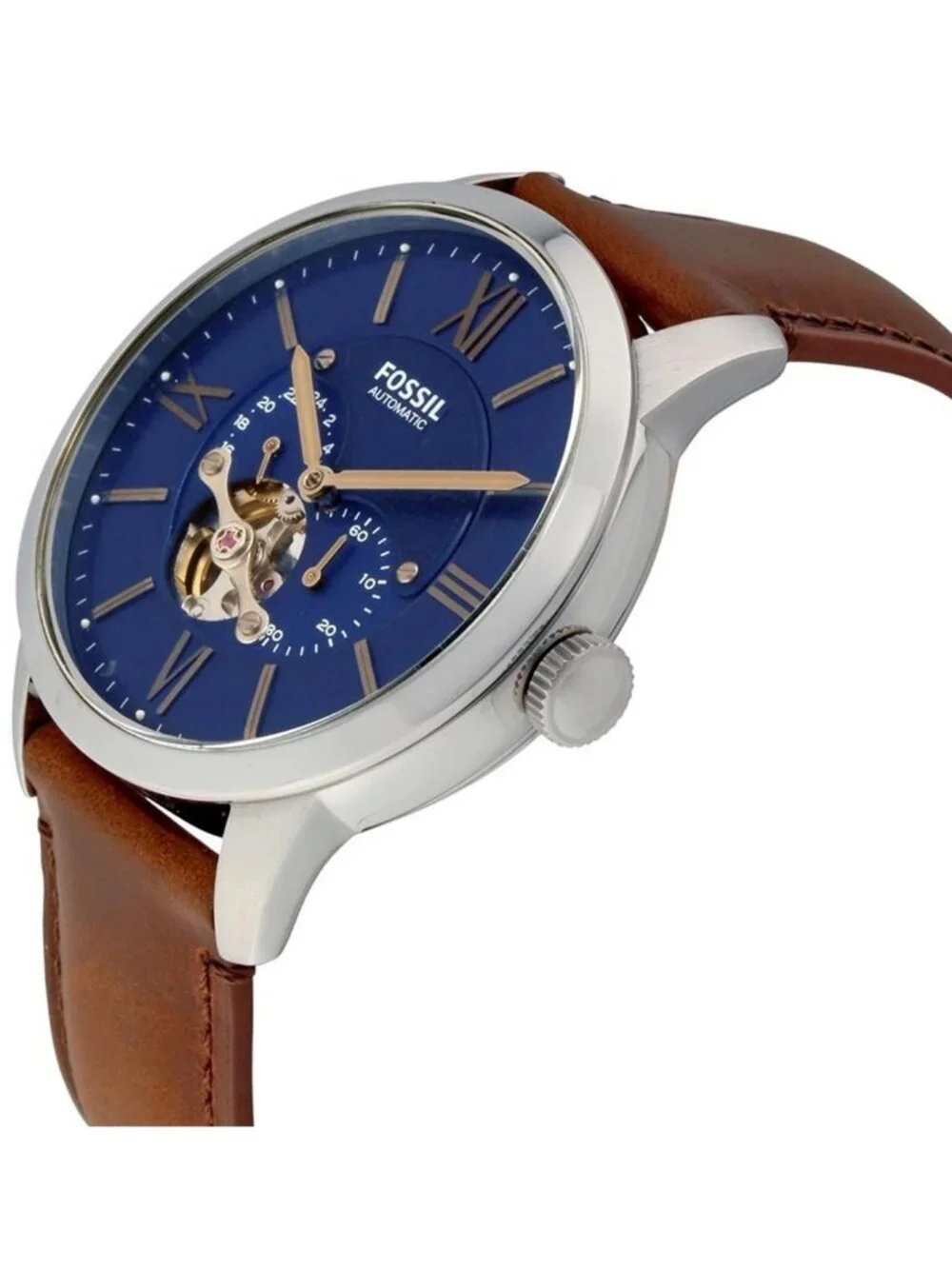 NWT Fossil Townsman Automatic Blue Satin Dial Men's Watch